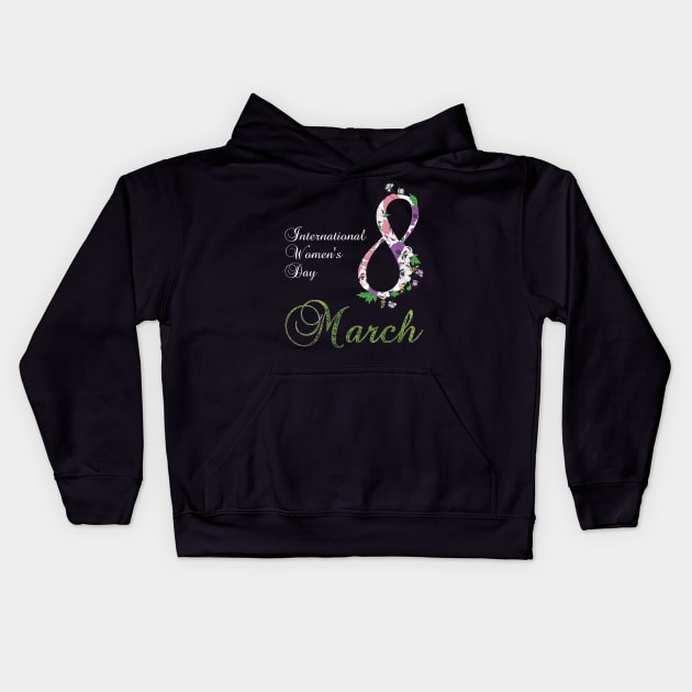 International Women's Day Pansy Flower March 8 2023 Kids Hoodie by Ai Wanderer